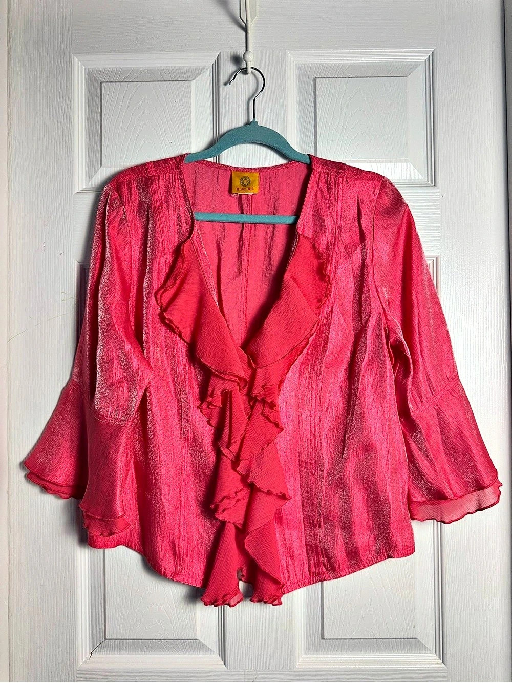 Ruby Rd. Women's Pink Ruffle Blouse